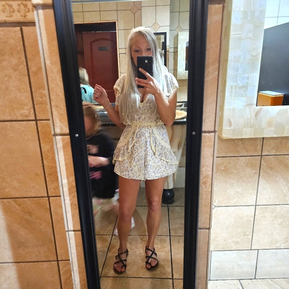 Floral Lace-Trimmed Jumpsuit - Picture 14 of 16
